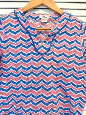 Vineyard Vine Whale Tail Print Swimsuit Coverup Girls Sz Medium Red White Blue